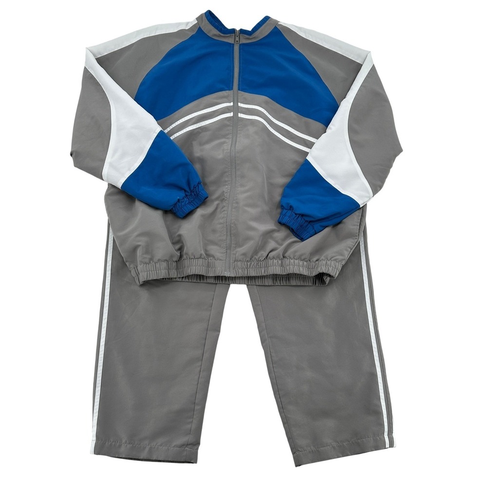 John Blair Tracksuit Set Gray Blue White Activewear Jacket Pants Sports Men XLG